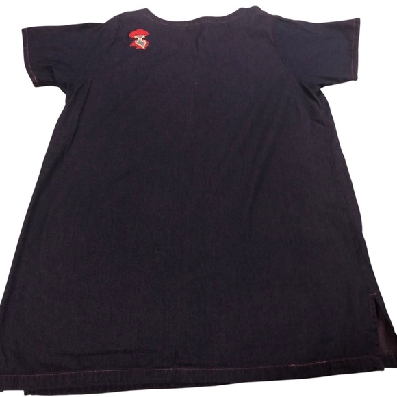 Vintage H & J Jean Dress 2XL Purple Tint Denim 2 Pockets Red Lady Hat Shoe Patch - Picture 7 of 12